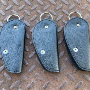 Car Keys Holder Black Genuine Leather Keychain handmade Keyfob Lot of 3